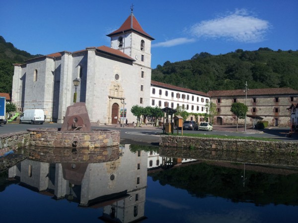 Day 3. Urdax mill pond with the church and monastry.